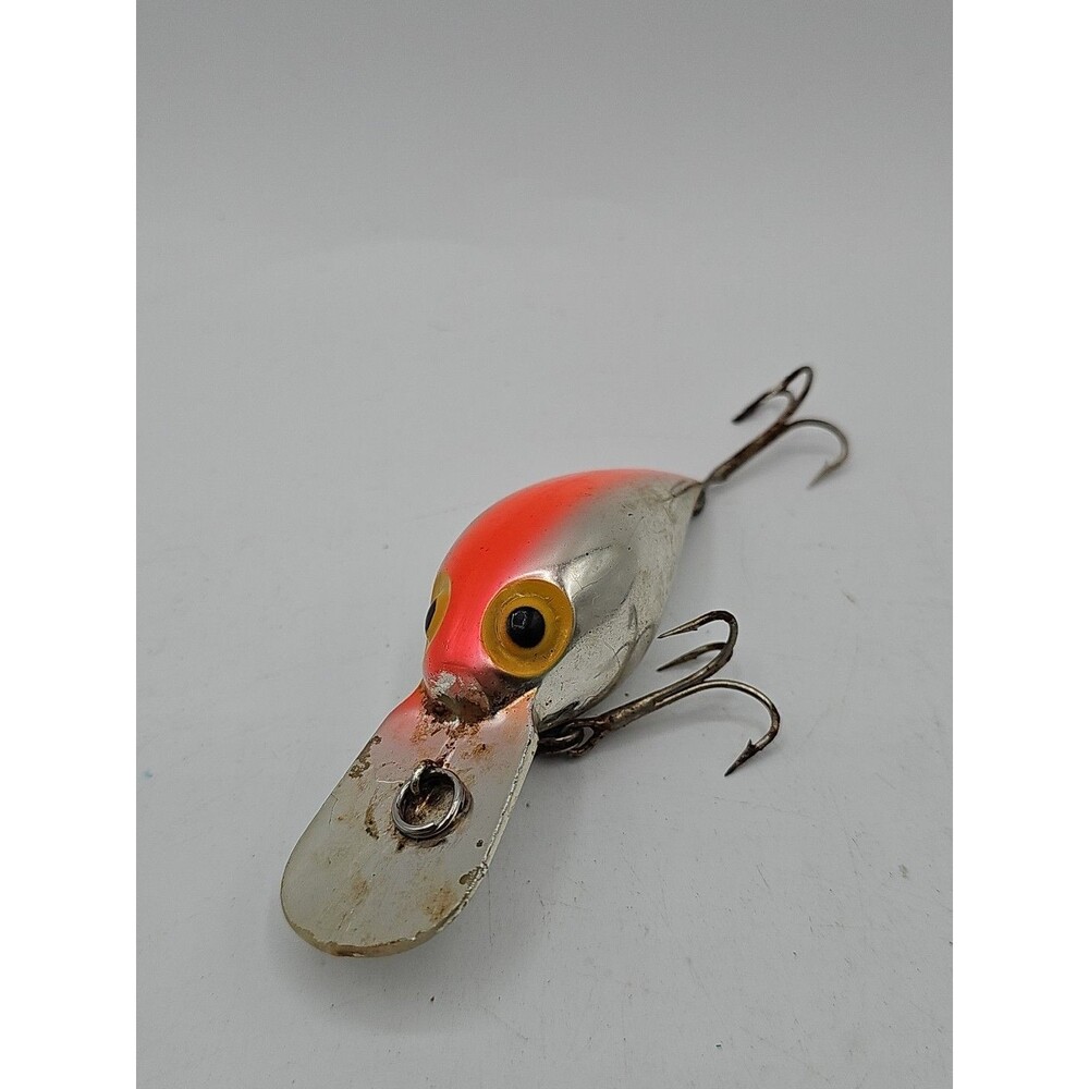 Vintage Pre Rapala Storm Magnum Wiggle Wart Metallic Silver Fluorescent Red Back